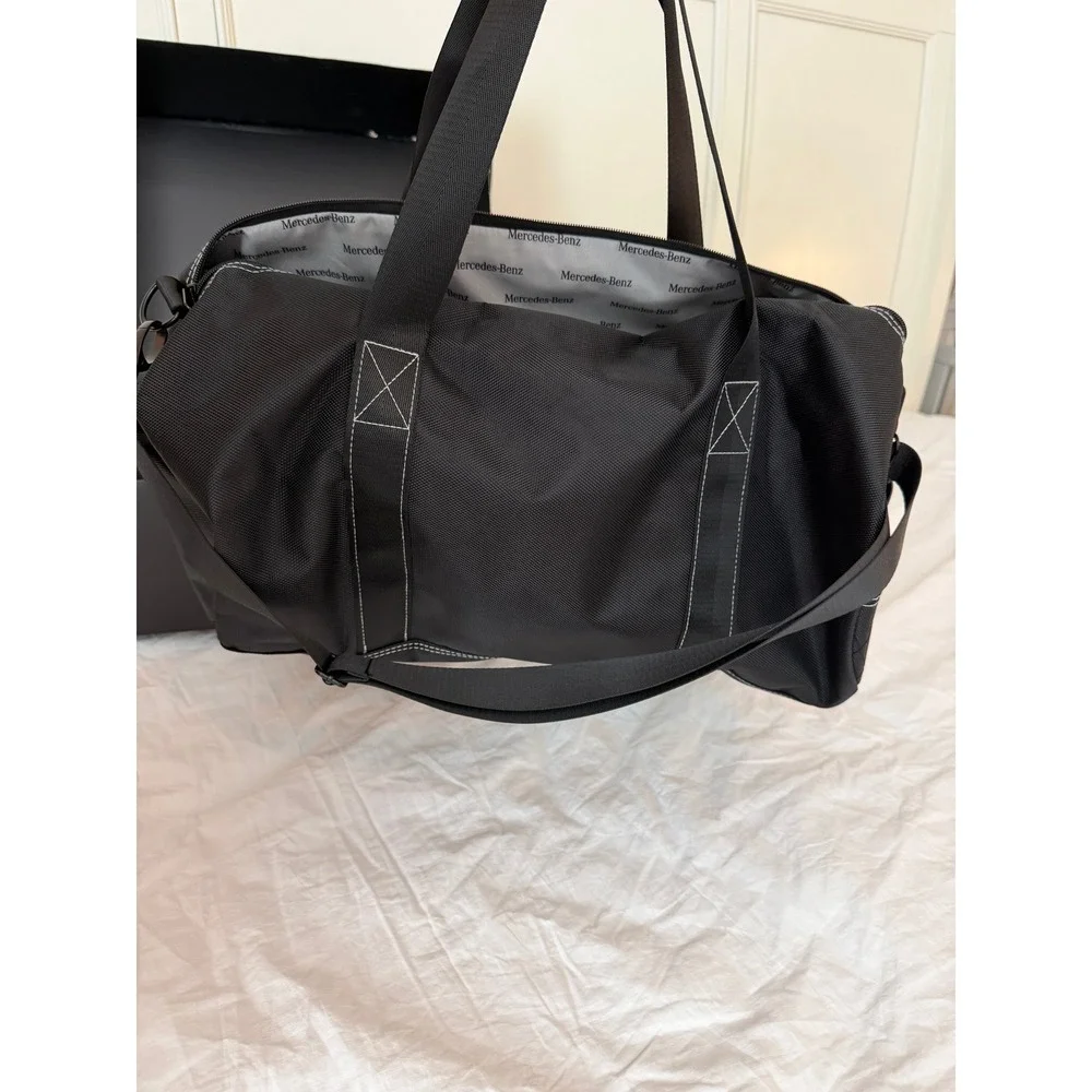 Mercedes Benz Duffel Bag and Quilted Blanket Travel Set Black Gray NWT